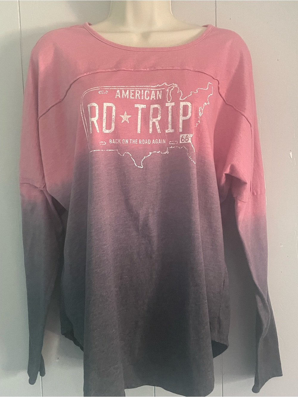 Pink to Purple Ombre 'Road Trip' Graphic Long-Sleeve Top